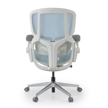ergonomische bureaustoel wit blauw erghos one zonder hoofdsteun netstof mesh 3d verstelbare armleuningen dubbele lumbale steun 12