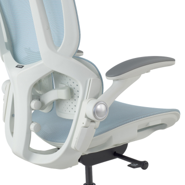 ergonomische bureaustoel wit blauw erghos one zonder hoofdsteun netstof mesh 3d verstelbare armleuningen dubbele lumbale steun 14