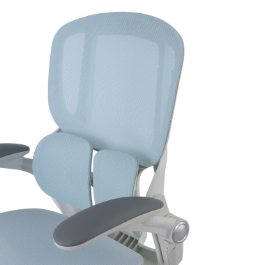 ergonomische bureaustoel wit blauw erghos one zonder hoofdsteun netstof mesh 3d verstelbare armleuningen dubbele lumbale steun 15