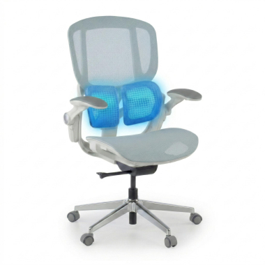 ergonomische bureaustoel wit blauw erghos one zonder hoofdsteun netstof mesh 3d verstelbare armleuningen dubbele lumbale steun 6