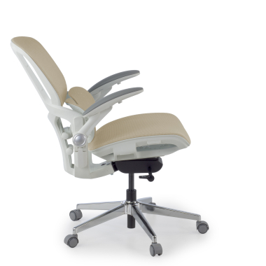 ergonomische bureaustoel beige erghos one zonder hoofdsteun netstof mesh 3d verstelbare armleuningen dubbele lumbale steun 4