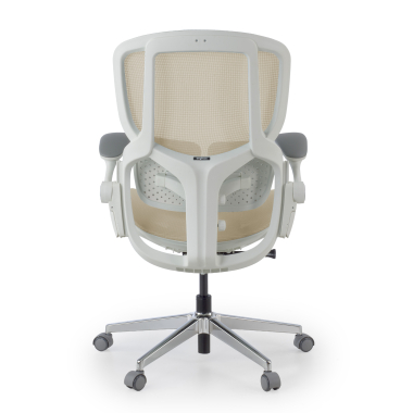 ergonomische bureaustoel beige erghos one zonder hoofdsteun netstof mesh 3d verstelbare armleuningen dubbele lumbale steun 12