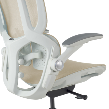 ergonomische bureaustoel beige erghos one zonder hoofdsteun netstof mesh 3d verstelbare armleuningen dubbele lumbale steun 14