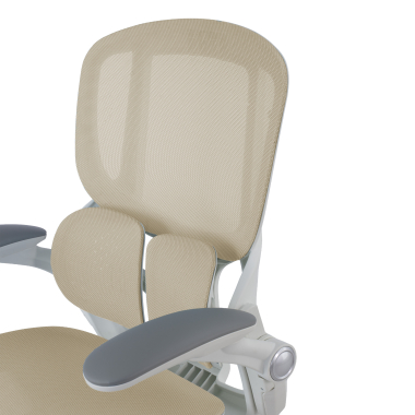 ergonomische bureaustoel beige erghos one zonder hoofdsteun netstof mesh 3d verstelbare armleuningen dubbele lumbale steun 15