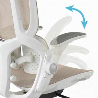 ergonomische bureaustoel beige erghos one zonder hoofdsteun netstof mesh 3d verstelbare armleuningen dubbele lumbale steun 5