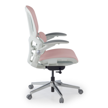 ergonomische bureaustoel wit roze erghos one zonder hoofdsteun netstof mesh 3d verstelbare armleuningen dubbele lumbale steun 3