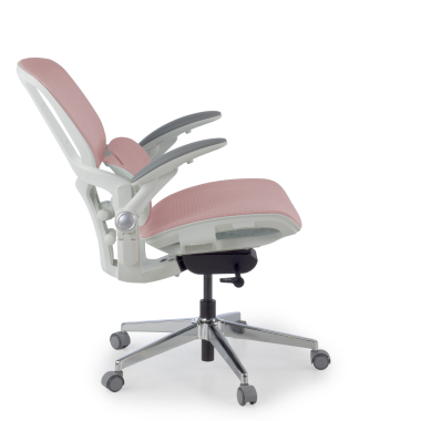 ergonomische bureaustoel wit roze erghos one zonder hoofdsteun netstof mesh 3d verstelbare armleuningen dubbele lumbale steun 4