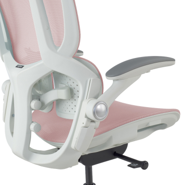 ergonomische bureaustoel wit roze erghos one zonder hoofdsteun netstof mesh 3d verstelbare armleuningen dubbele lumbale steun 14