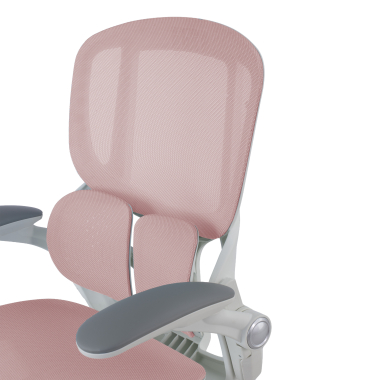 ergonomische bureaustoel wit roze erghos one zonder hoofdsteun netstof mesh 3d verstelbare armleuningen dubbele lumbale steun 15