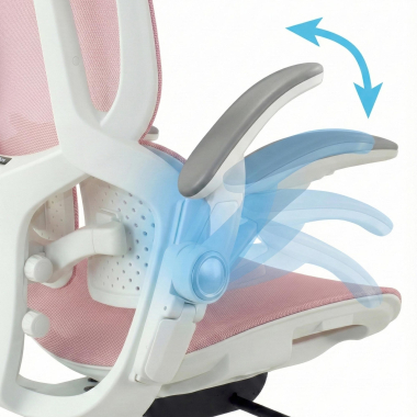 ergonomische bureaustoel wit roze erghos one zonder hoofdsteun netstof mesh 3d verstelbare armleuningen dubbele lumbale steun 5