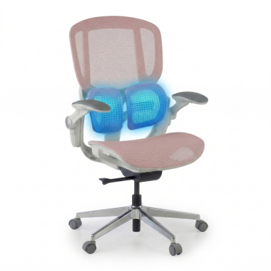 ergonomische bureaustoel wit roze erghos one zonder hoofdsteun netstof mesh 3d verstelbare armleuningen dubbele lumbale steun 6