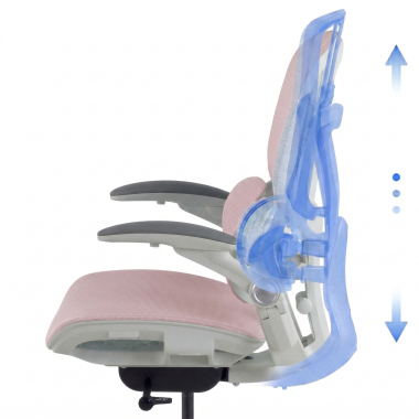 ergonomische bureaustoel wit roze erghos one zonder hoofdsteun netstof mesh 3d verstelbare armleuningen dubbele lumbale steun 8