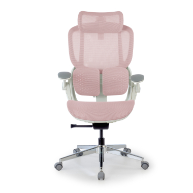 ergonomische bureaustoel wit roze erghos one met hoofdsteun netstof mesh 3d verstelbare armleuningen dubbele lumbale steun hoofdsteun 7