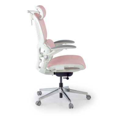ergonomische bureaustoel wit roze erghos one met hoofdsteun netstof mesh 3d verstelbare armleuningen dubbele lumbale steun hoofdsteun 3