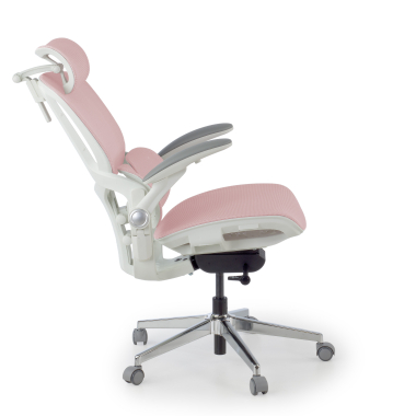 ergonomische bureaustoel wit roze erghos one met hoofdsteun netstof mesh 3d verstelbare armleuningen dubbele lumbale steun hoofdsteun 4