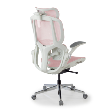 ergonomische bureaustoel wit roze erghos one met hoofdsteun netstof mesh 3d verstelbare armleuningen dubbele lumbale steun hoofdsteun 5