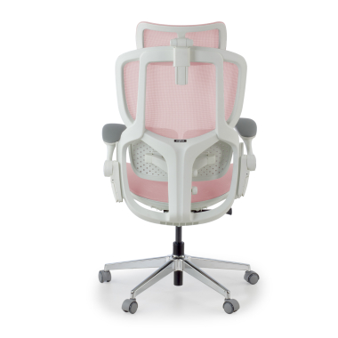 ergonomische bureaustoel wit roze erghos one met hoofdsteun netstof mesh 3d verstelbare armleuningen dubbele lumbale steun hoofdsteun 12