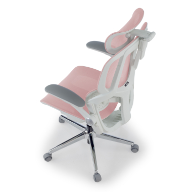 ergonomische bureaustoel wit roze erghos one met hoofdsteun netstof mesh 3d verstelbare armleuningen dubbele lumbale steun hoofdsteun 13
