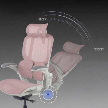 ergonomische bureaustoel wit roze erghos one met hoofdsteun netstof mesh 3d verstelbare armleuningen dubbele lumbale steun hoofdsteun 10