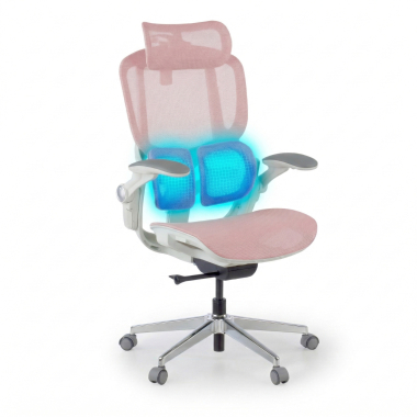 ergonomische bureaustoel wit roze erghos one met hoofdsteun netstof mesh 3d verstelbare armleuningen dubbele lumbale steun hoofdsteun 8