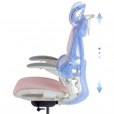 ergonomische bureaustoel wit roze erghos one met hoofdsteun netstof mesh 3d verstelbare armleuningen dubbele lumbale steun hoofdsteun 11