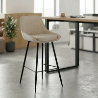 Gestoffeerde Kruk Giselle, Ergonomisch en Zwart Frame