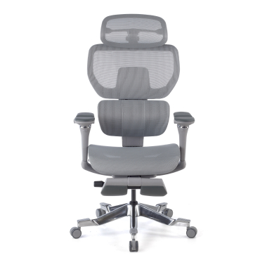 ergonomische bureaustoel grijs erghos x4 pro netstof mesh 6d verstelbare armleuningen dubbele lumbale steun hoofdsteun uitschuifbare voetensteun 11
