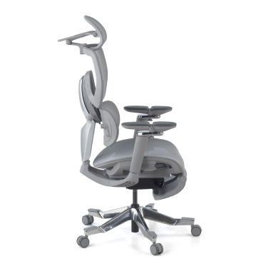 ergonomische bureaustoel grijs erghos x4 pro netstof mesh 6d verstelbare armleuningen dubbele lumbale steun hoofdsteun uitschuifbare voetensteun 12