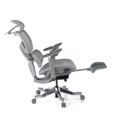 ergonomische bureaustoel grijs erghos x4 pro netstof mesh 6d verstelbare armleuningen dubbele lumbale steun hoofdsteun uitschuifbare voetensteun 13