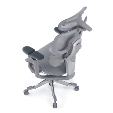 ergonomische bureaustoel grijs erghos x4 pro netstof mesh 6d verstelbare armleuningen dubbele lumbale steun hoofdsteun uitschuifbare voetensteun 15