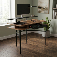 Bureau Phoenix, eikenhout, stalen frame