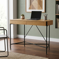 Computerbureau Calypso, hout, stalen frame