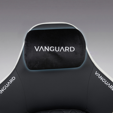 gamestoel wit zwart vanguard kunstleder beweegbare armleuningen hoofdsteun kussen hoofdsteun 7