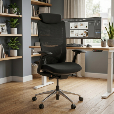 ergonomische bureaustoel zwart gemini stof 4d verstelbare armleuningen 2