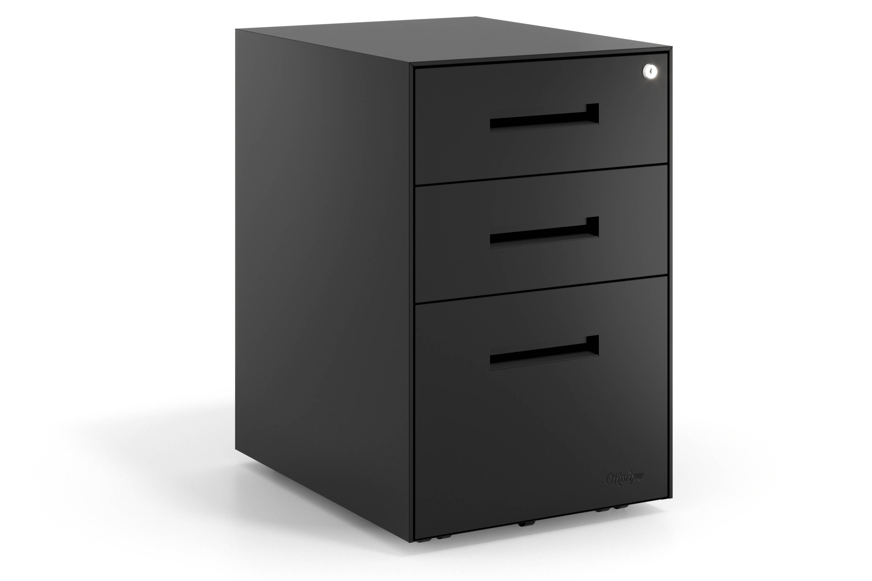 Ladeblok bureau Block, 2 lades + archieflade, zwart frame, metalen fronten