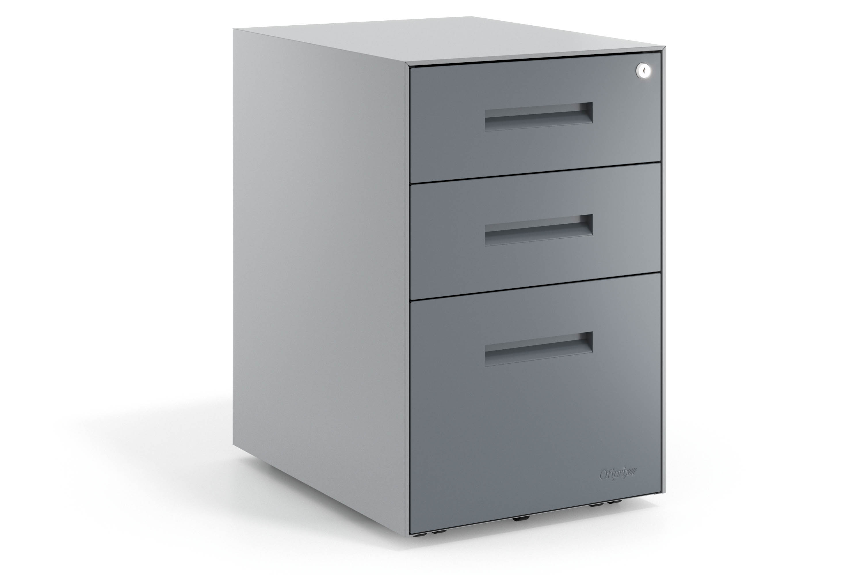 Ladeblok bureau Block, 2 lades + archieflade, aluminium frame, metalen fronten
