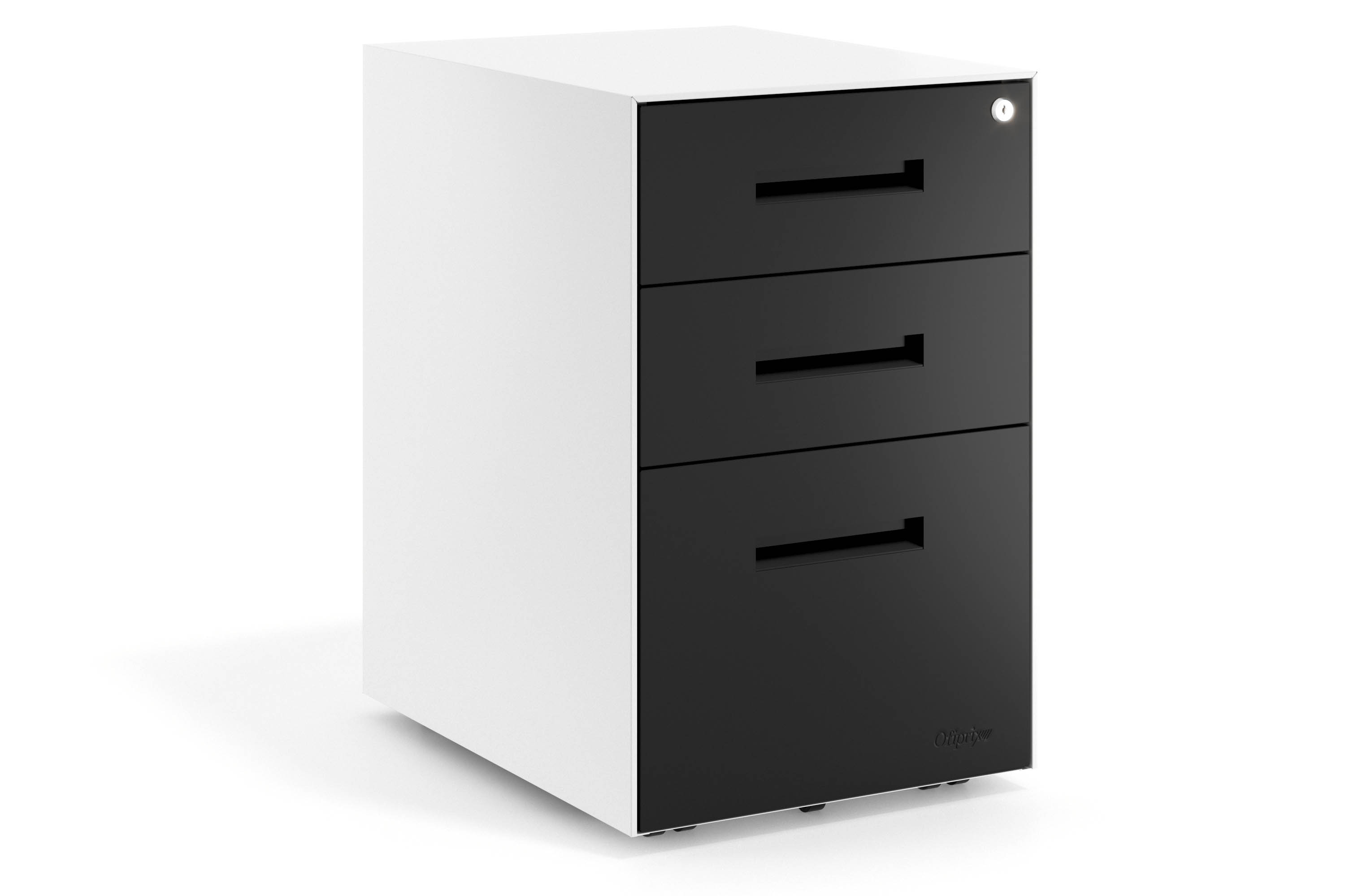 Ladeblok bureau Block, 2 lades + archieflade, wit frame, metalen fronten