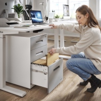 Ladeblok bureau Block, 2 lades + archieflade, wit frame, metalen fronten