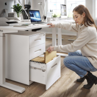 Ladeblok bureau Block, 2 lades + archieflade, wit frame, metalen fronten