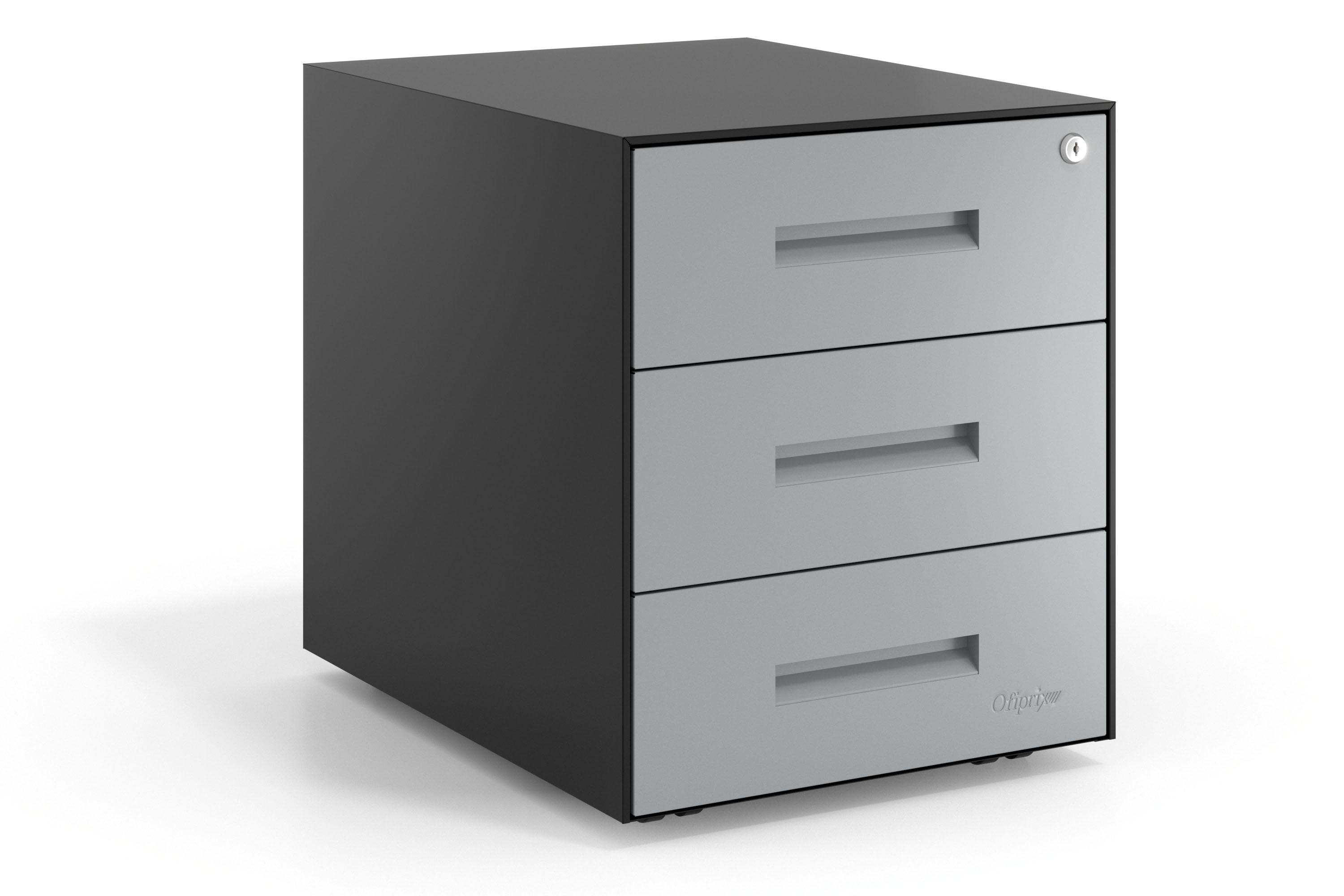 Ladeblok, 3 lades, zwart frame, metalen fronten