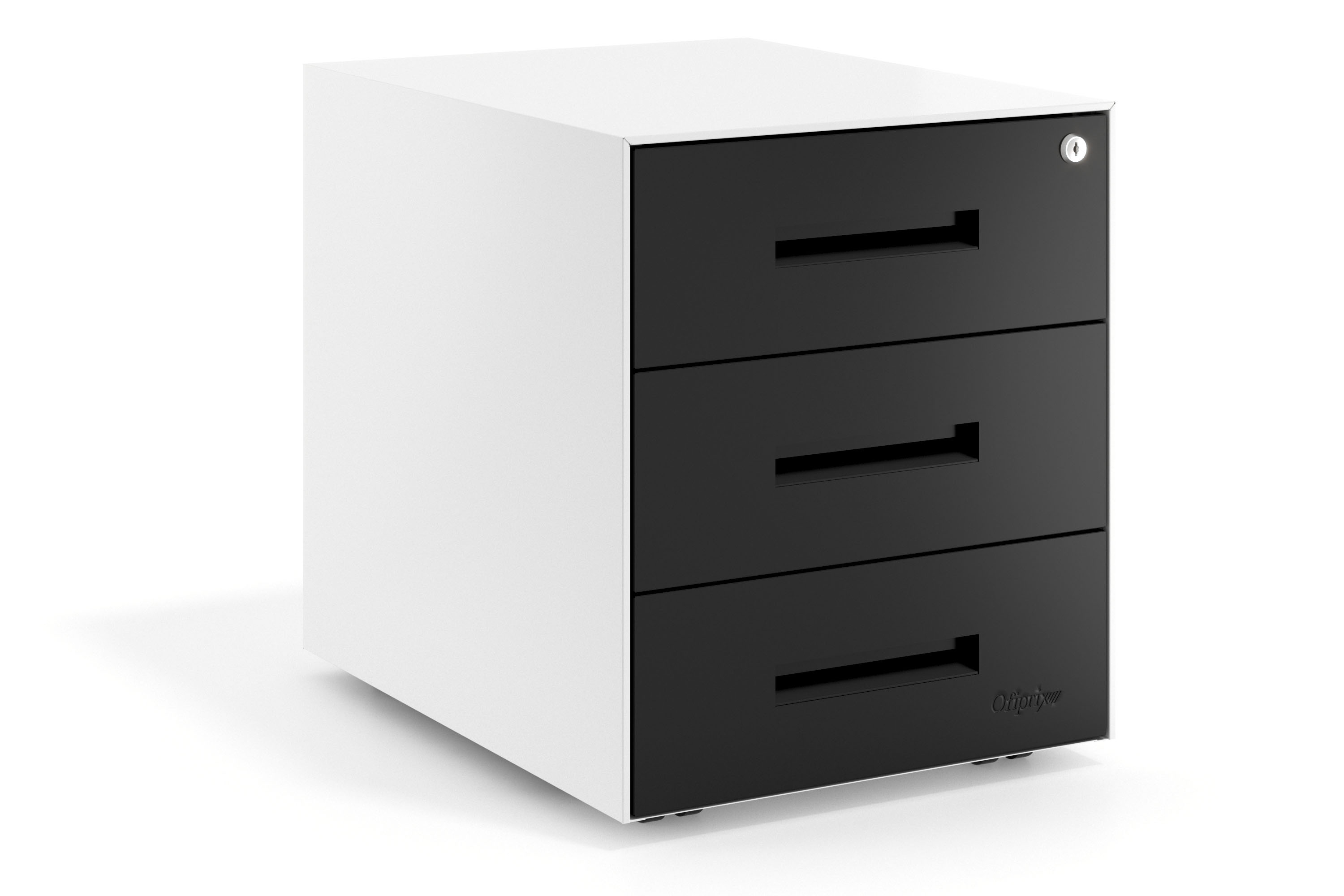 Ladeblok Block, 3 lades, wit frame, metalen fronten