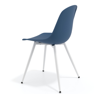 vergaderstoel wit blauw 4 poten kunststof zonder armleuningen 5
