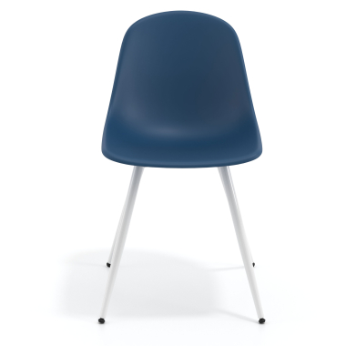 vergaderstoel wit blauw 4 poten kunststof zonder armleuningen 6