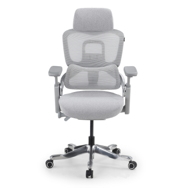 ergonomische bureaustoel wit grijs ergonomische stoel zenpro aluminium netstof mesh 4d verstelbare armleuningen dubbele lumbale steun hoofdsteun 3
