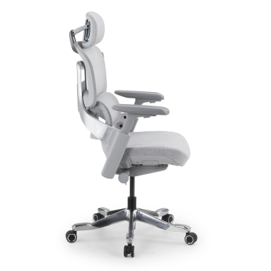 ergonomische bureaustoel wit grijs ergonomische stoel zenpro aluminium netstof mesh 4d verstelbare armleuningen dubbele lumbale steun hoofdsteun 4