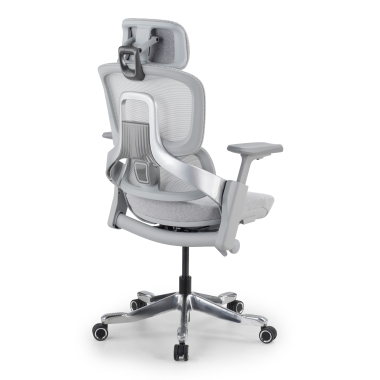 ergonomische bureaustoel wit grijs ergonomische stoel zenpro aluminium netstof mesh 4d verstelbare armleuningen dubbele lumbale steun hoofdsteun 14
