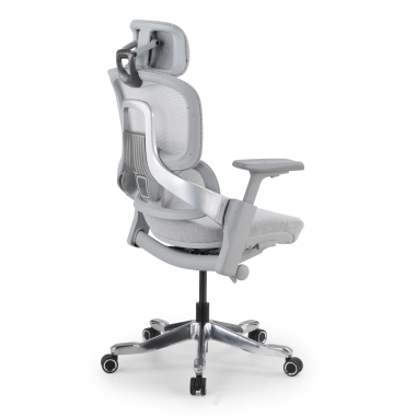 ergonomische bureaustoel wit grijs ergonomische stoel zenpro aluminium netstof mesh 4d verstelbare armleuningen dubbele lumbale steun hoofdsteun 15