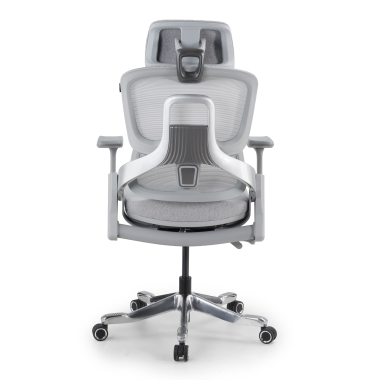 ergonomische bureaustoel wit grijs ergonomische stoel zenpro aluminium netstof mesh 4d verstelbare armleuningen dubbele lumbale steun hoofdsteun 16