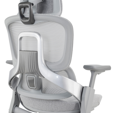 ergonomische bureaustoel wit grijs ergonomische stoel zenpro aluminium netstof mesh 4d verstelbare armleuningen dubbele lumbale steun hoofdsteun 6