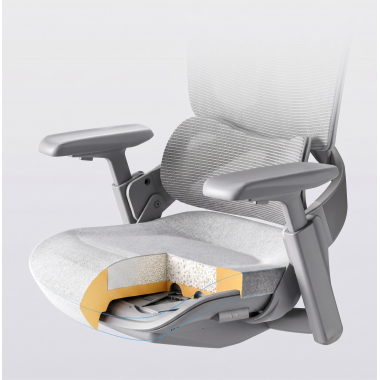 ergonomische bureaustoel wit grijs ergonomische stoel zenpro aluminium netstof mesh 4d verstelbare armleuningen dubbele lumbale steun hoofdsteun 19